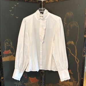 Banana Republic- Elegant White Women's poplin  ruffle top Size XL